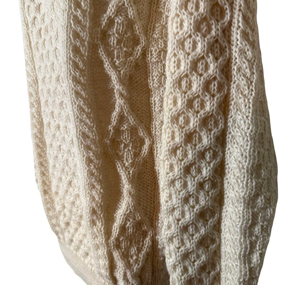 Aran Crafts Ireland 100% Wool Cable Knit Chunky Knit Fisherman Sweater Ivory S - Picture 10 of 16